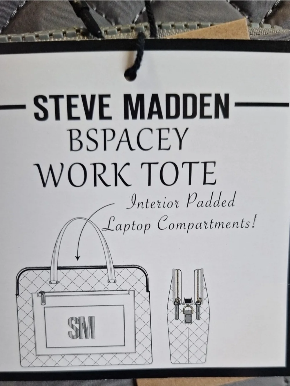 Steve Madden Quilted Gray Laptop Tote